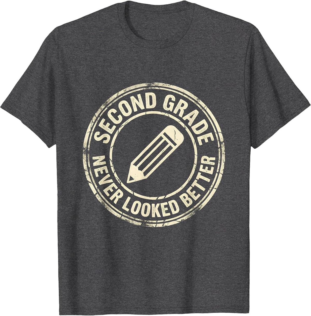 Second Grade Never Looked Better School Design T-Shirt - Dark Heather Grey