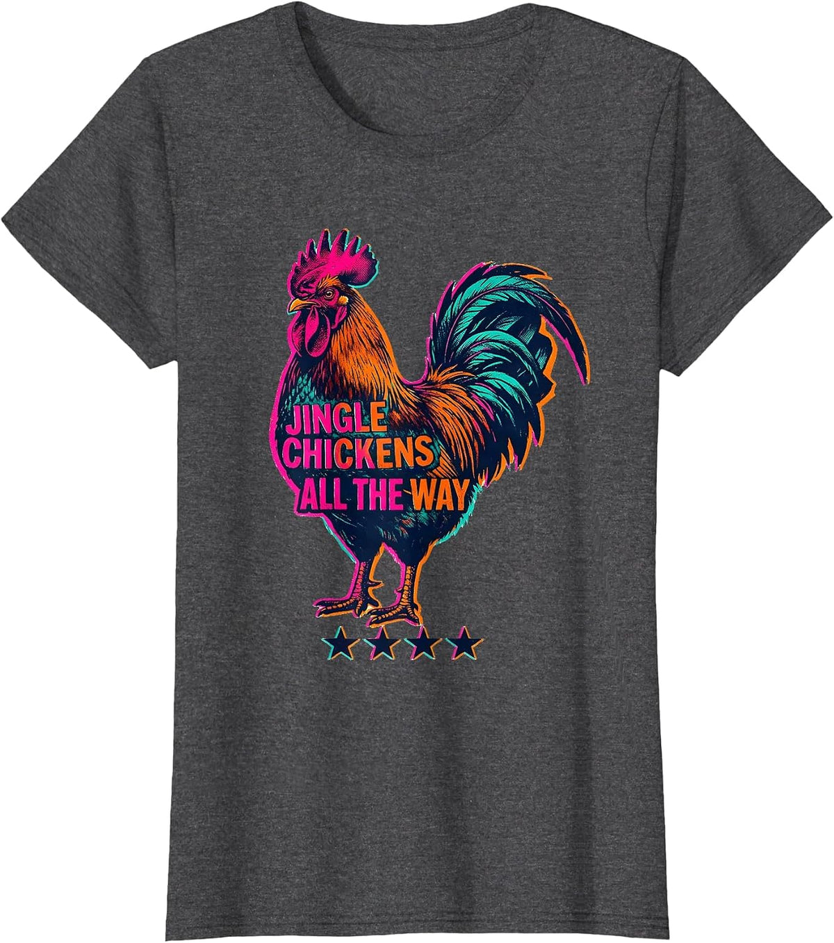 Women's Jingle Chickens All The Way Funny Chicken Lover Christmas T-Shirt - Dark Heather Grey