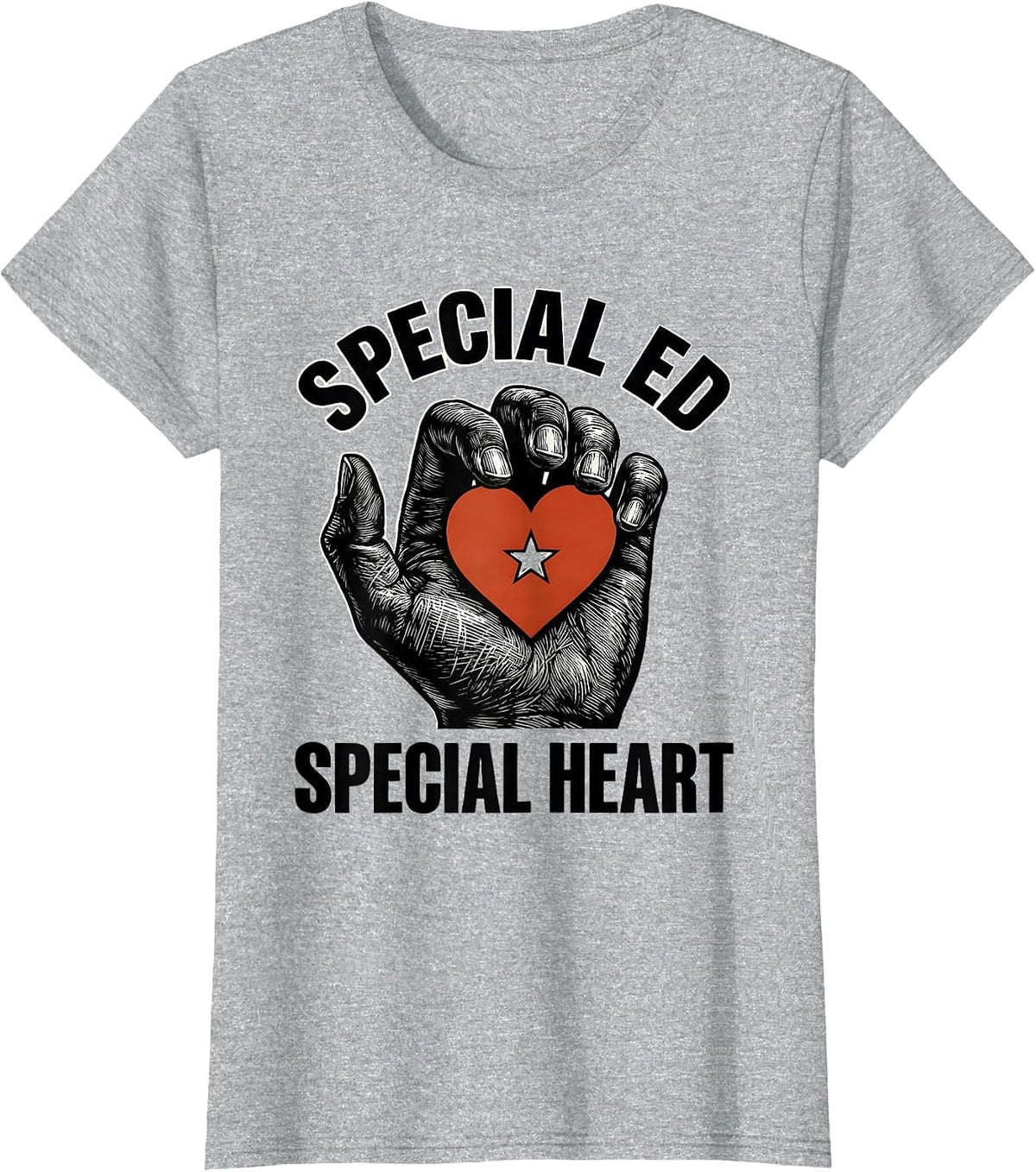 Women's Special Ed Special Heart Teacher Design T-Shirt - Heather Grey