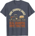 Some Grandpas Snooze, Real Grandpas Drive Tractors Vintage T-Shirt - Heather Blue