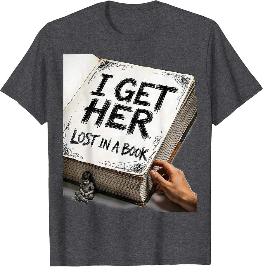 Men's I Get Her Lost In A Book Hand-Sketched Paraeducator T-Shirt - Dark Heather Grey