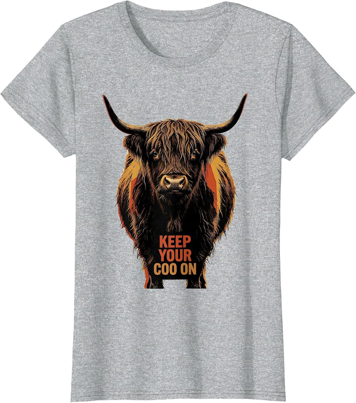 Women's Keep Your Coo On Funny Highland Cow Humor Scottish Cow Lover T-Shirt - Heather Grey