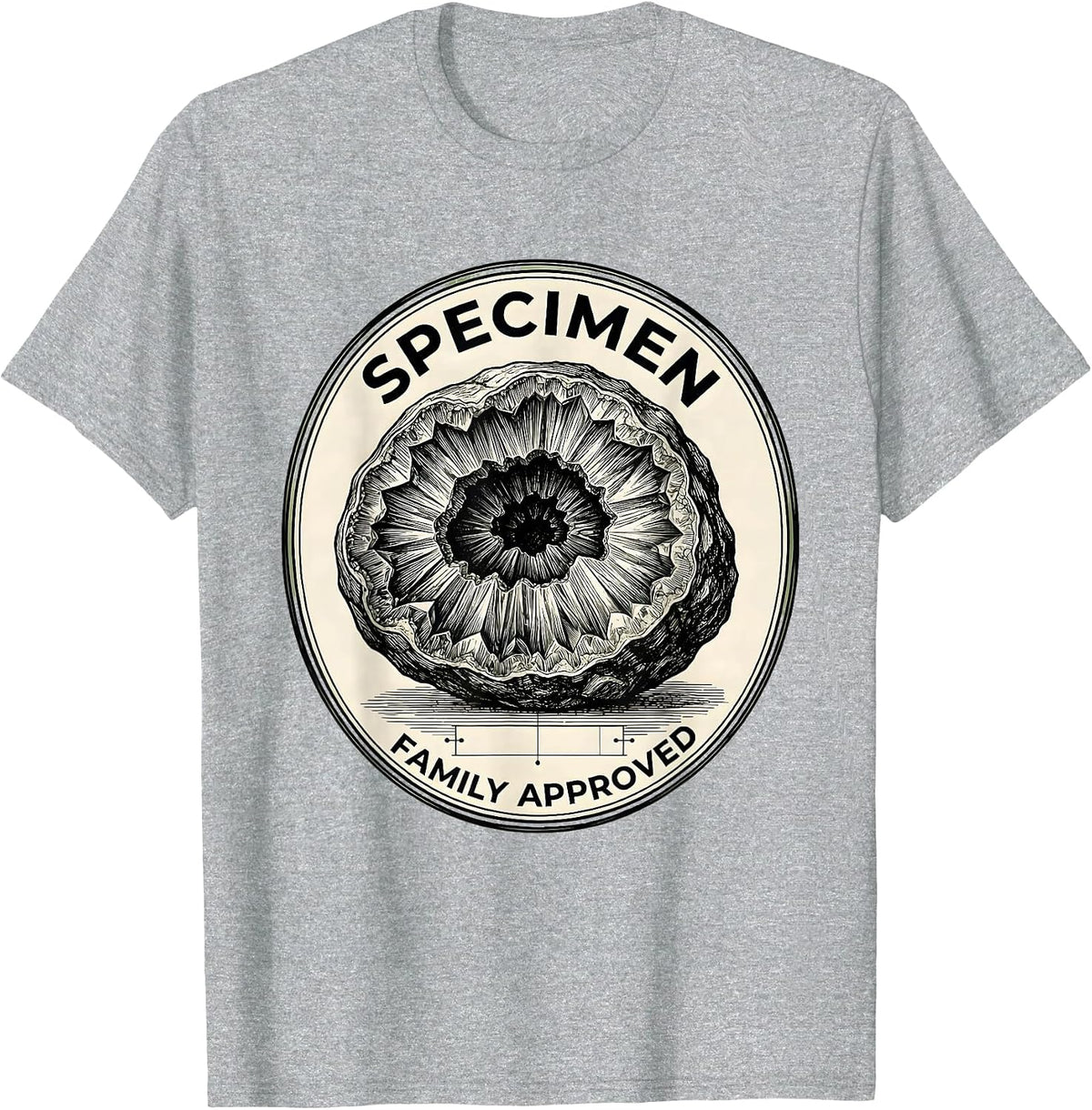 Men's Specimen Family Approved Botanical Geode Rock Collector T-Shirt - Heather Grey