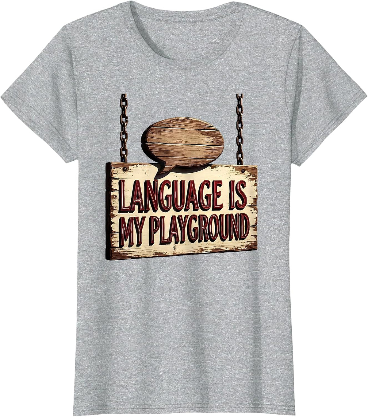 Women's Language Is My Playground Speech Therapy Design T-Shirt - Heather Grey