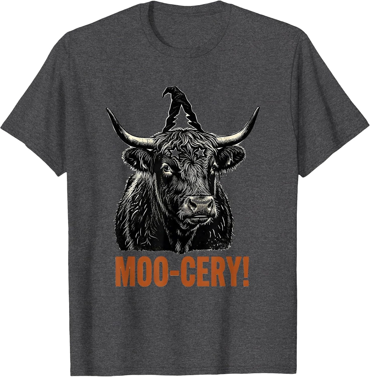 Men's Moo-cery! Funny Highland Cow Halloween Costume Humor T-Shirt - Dark Heather Grey