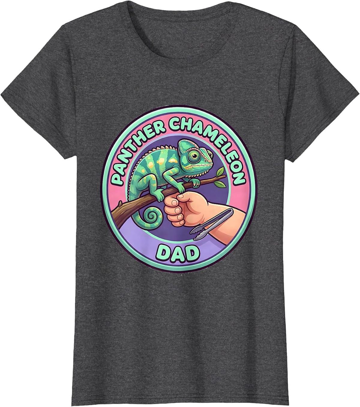 Women's Panther Chameleon Dad Cute Kawaii Reptile Lover Gift T-Shirt - Dark Heather Grey