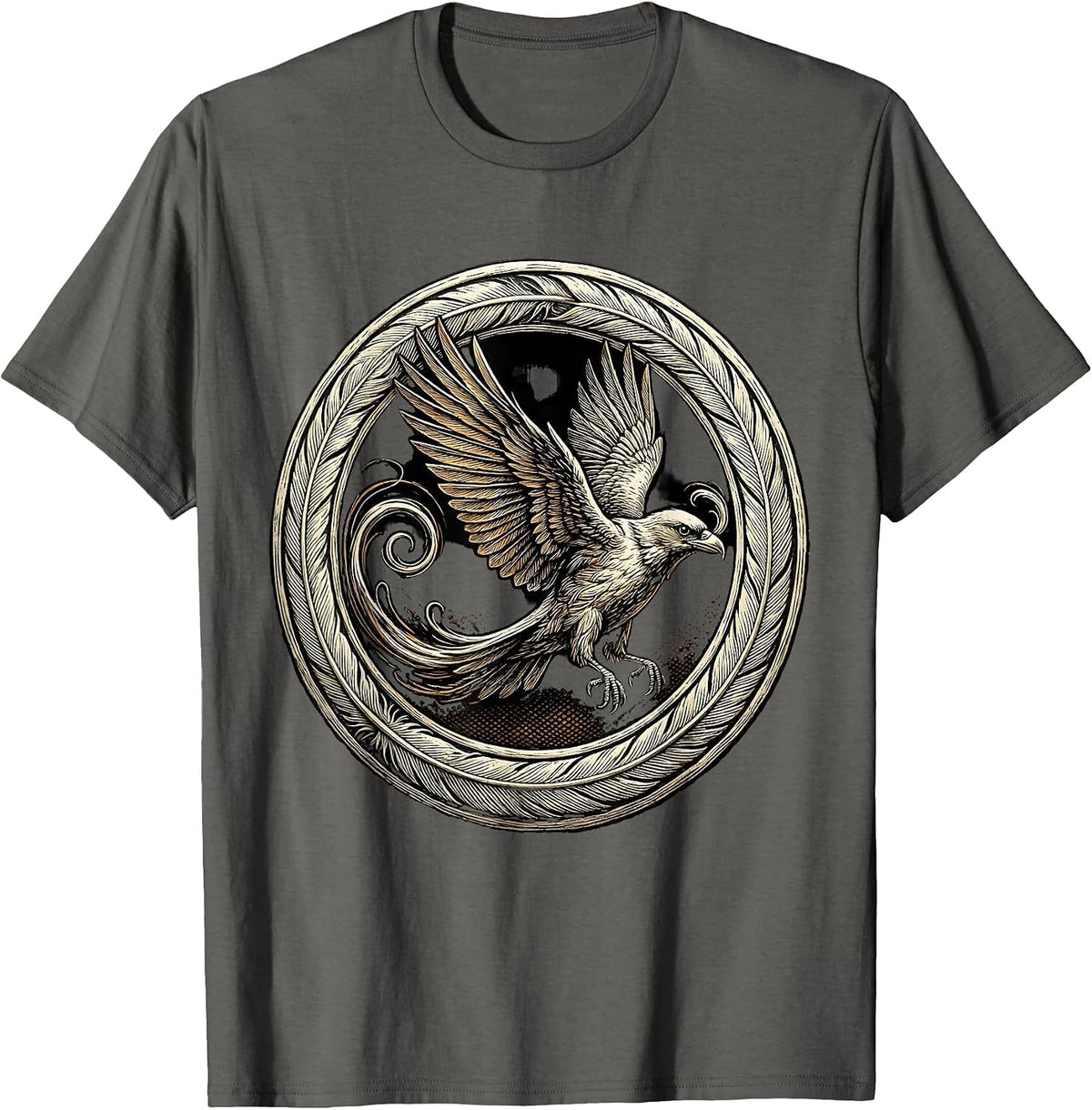 Men's English Teacher Cursive Bird Transformation Art T-Shirt - Asphalt Grey