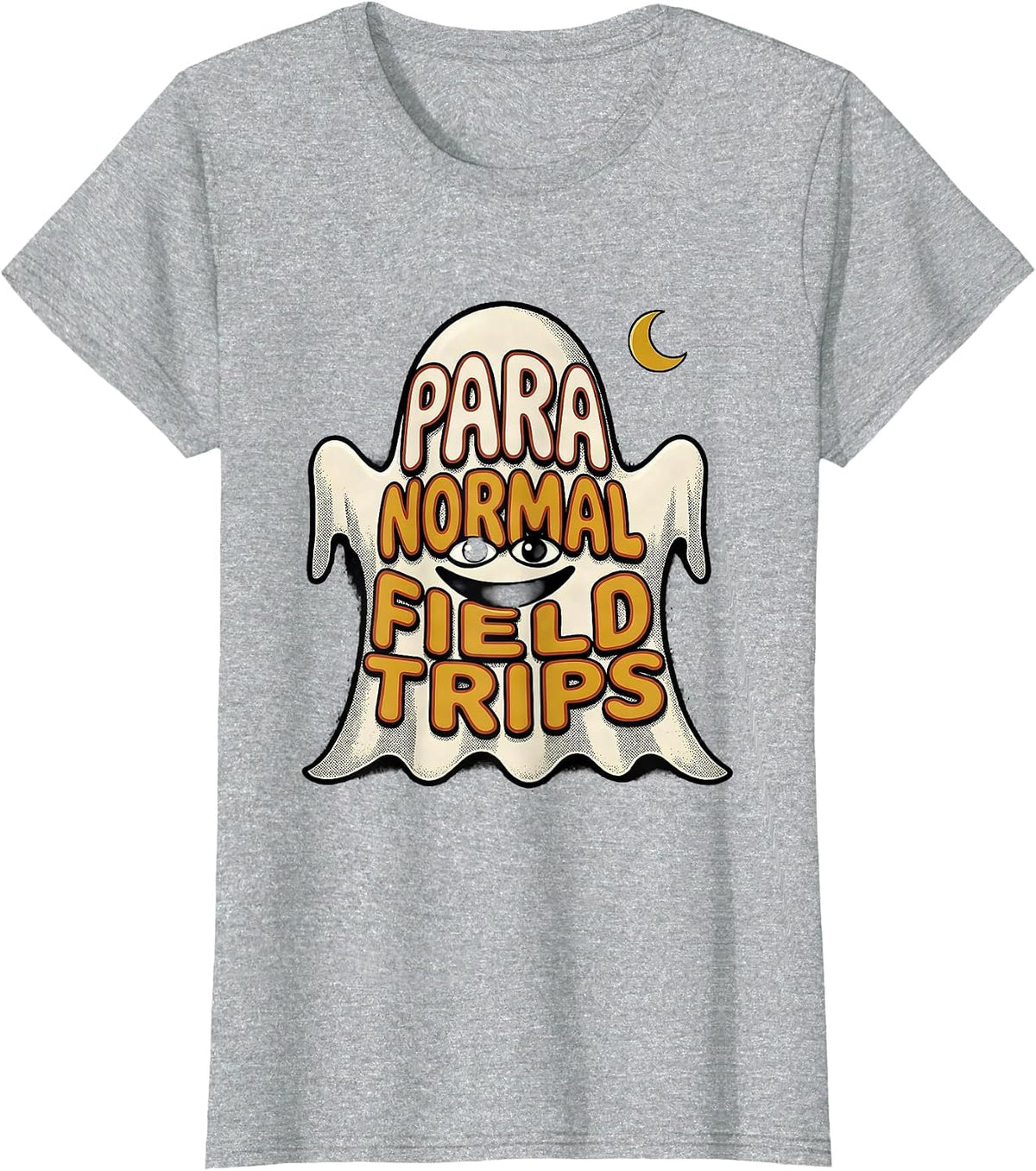 Para Normal Field Trips Retro Cartoon Ghost Paraeducator T-Shirt - Heather Grey