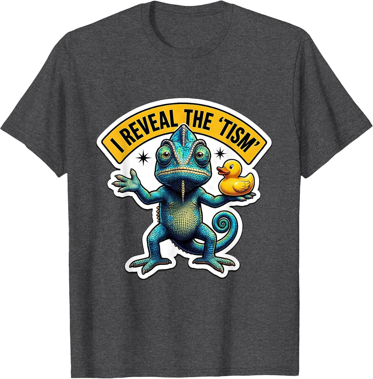 I Reveal The Tism Funny Autistic Meme Neurodivergent Humor T-Shirt - Dark Heather Grey