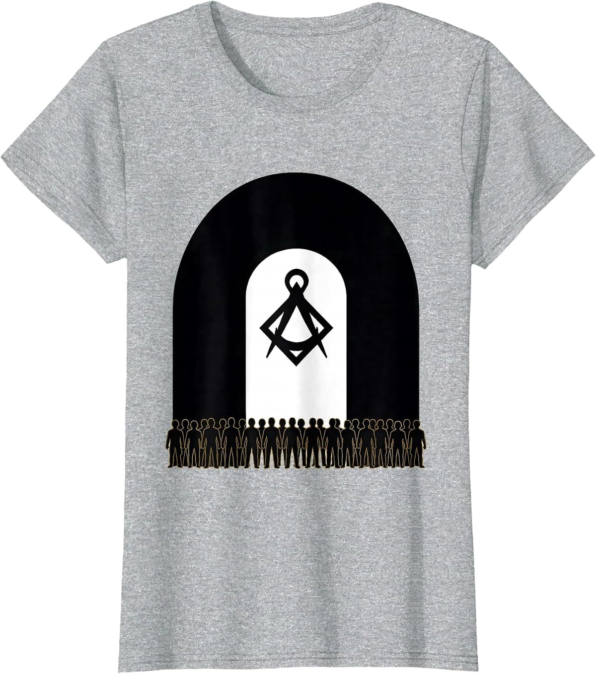 Prince Hall Freemason Arch Silhouette Minimalist T-Shirt - Heather Grey