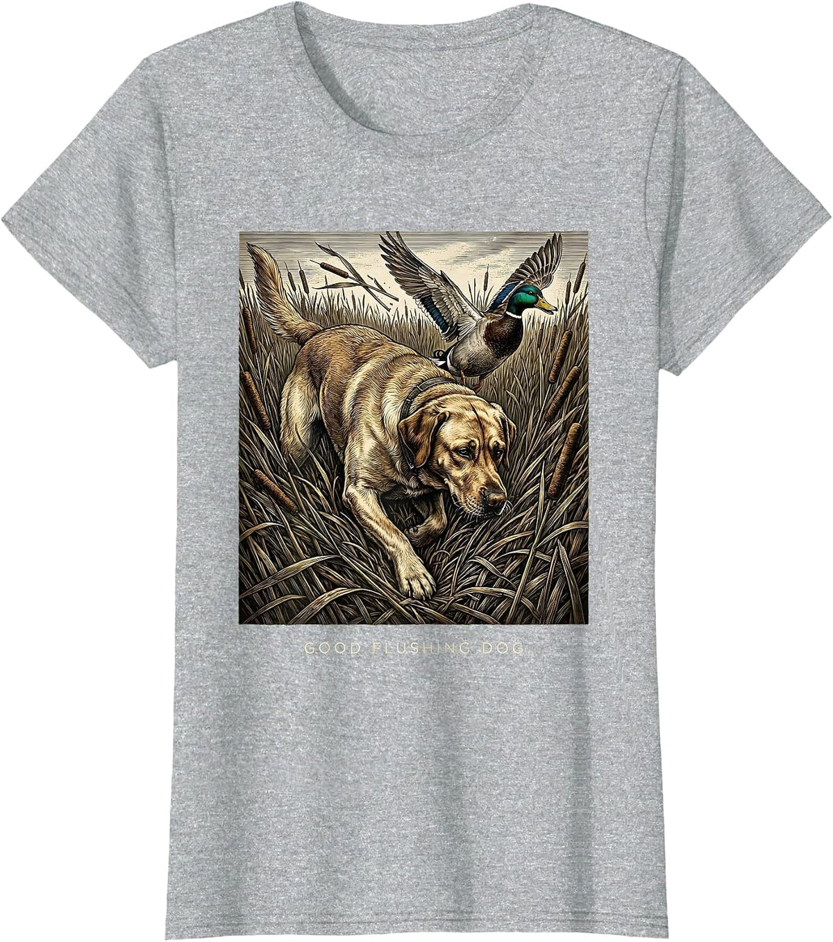 Women's Good Flushing Dog Vintage Labrador Duck Hunting Local Boy T-Shirt - Heather Grey