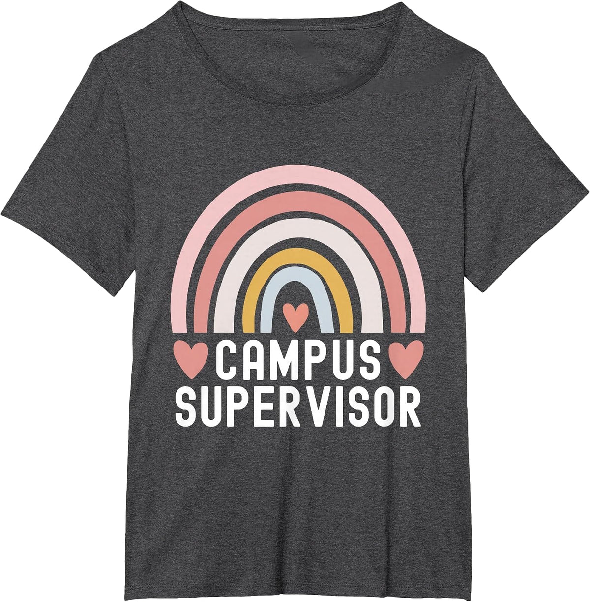 Campus Supervisor Rainbow Heart Cleaning Housekeeper Janitor T-Shirt - Dark Heather Grey