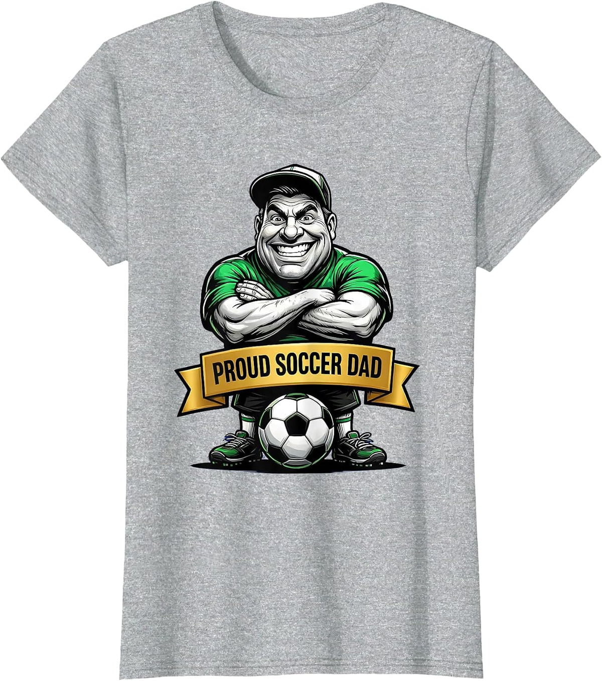 Women's Proud Soccer Dad Graphic Design T-Shirt - Heather Grey