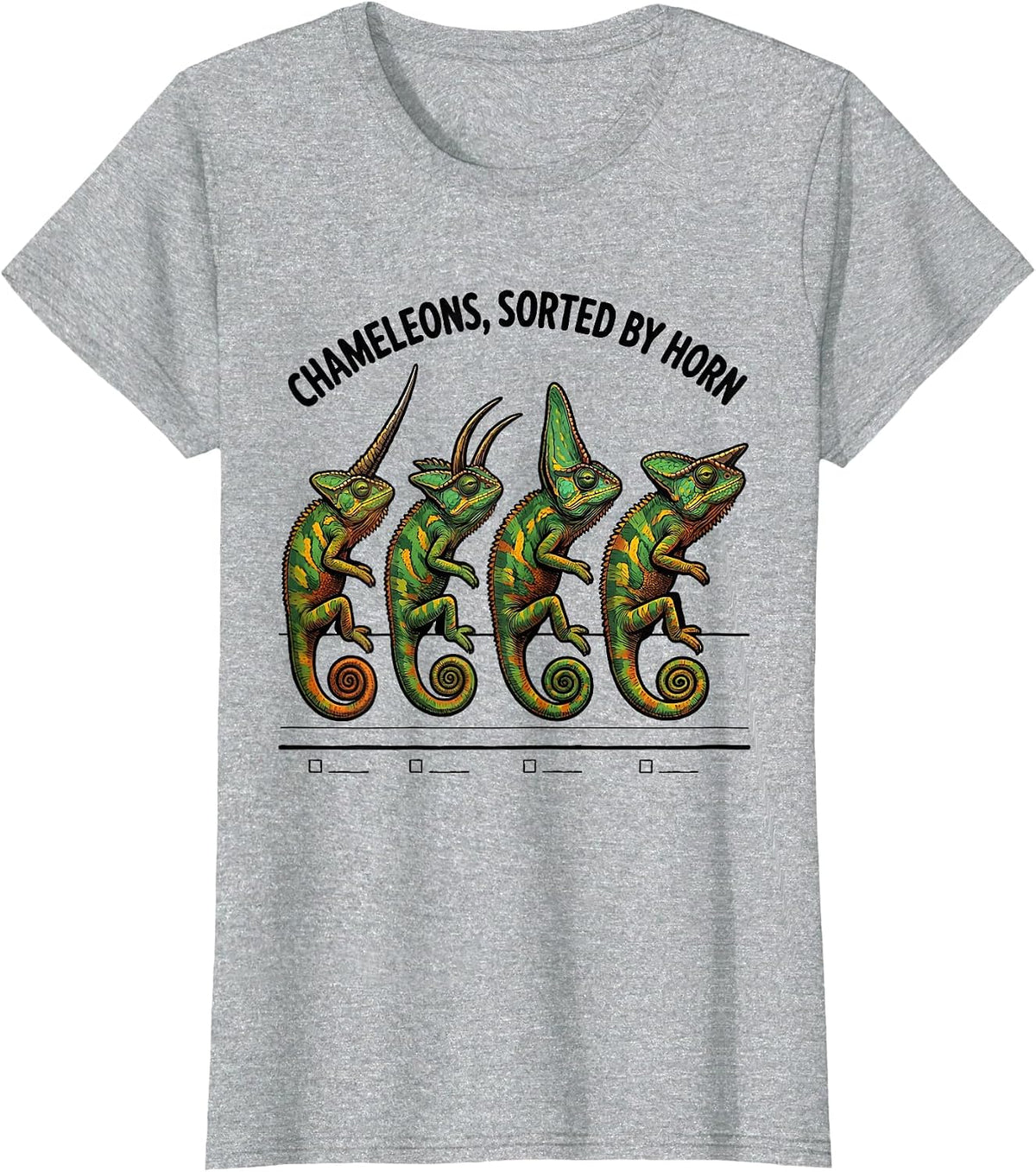 Chameleons, Sorted By Horn Funny Reptile Lover Pet Owner T-Shirt - Heather Grey