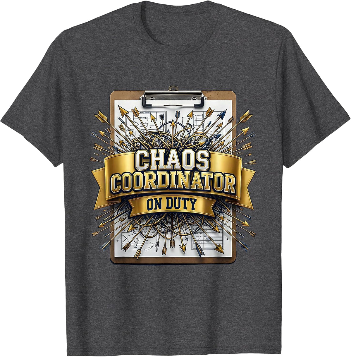 Men's Chaos Coordinator On Duty Graphic Design T-Shirt - Dark Heather Grey