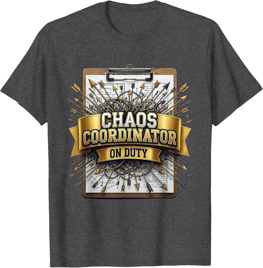 Men's Chaos Coordinator On Duty Graphic Design T-Shirt - Dark Heather Grey