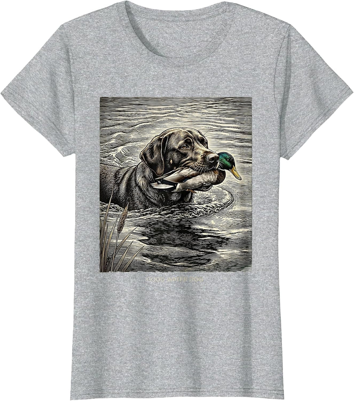 Women's Good Water Dog Vintage Labrador Duck Hunting Local Boy T-Shirt - Heather Grey