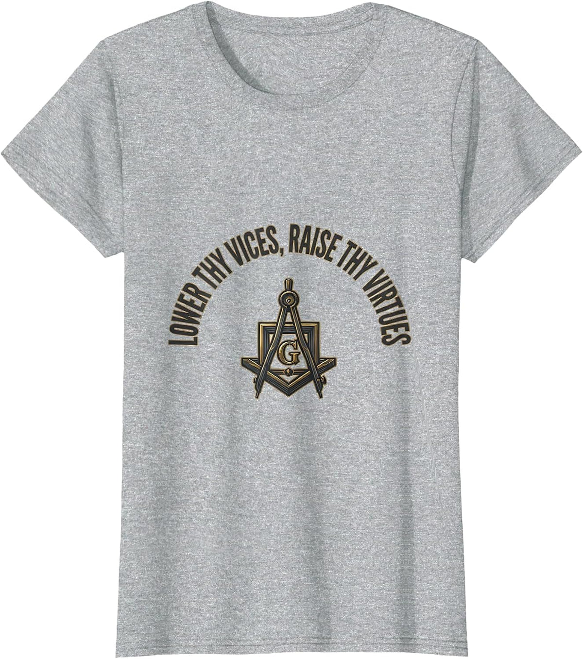 Women's Lower Thy Vices, Raise Thy Virtues Freemason Square T-Shirt - Heather Grey