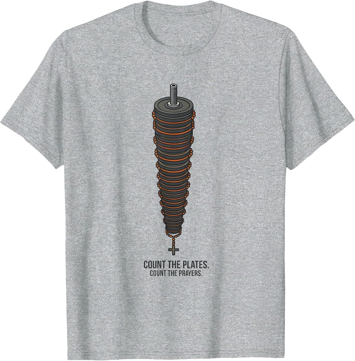 Men's Count The Plates Count The Prayers Funny Christian Gym T-Shirt - Heather Grey