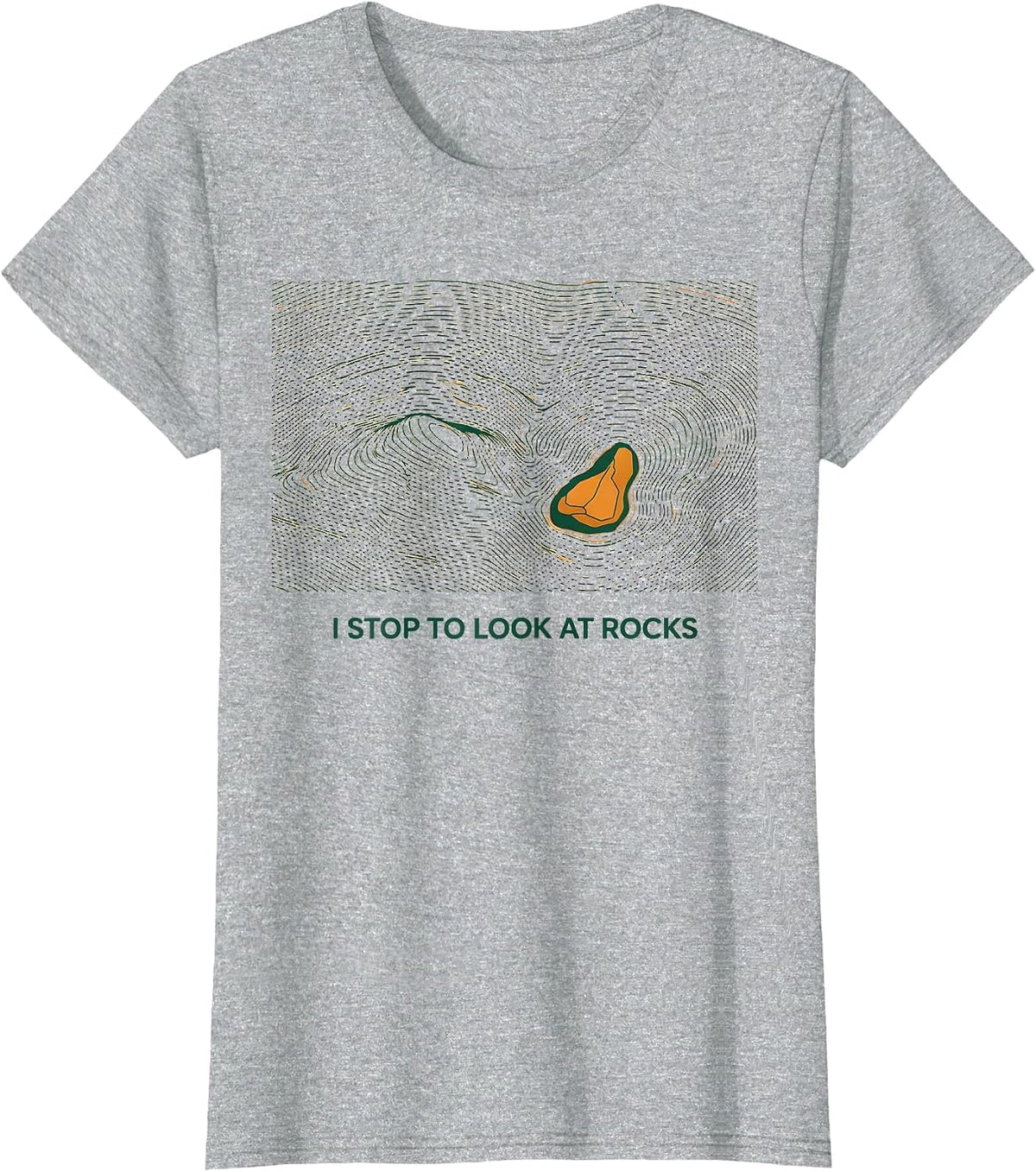 Women's I Stop To Look At Rocks Funny Rock Collector Geology Humor T-Shirt - Heather Grey