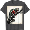 Men's Chameleon on Branch Vibrant Color Change Art T-Shirt - Dark Heather Grey