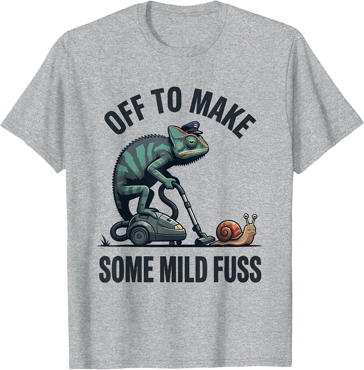 Men's Off To Make Some Mild Fuss Funny Chameleon Absurdist Meme T-Shirt - Heather Grey