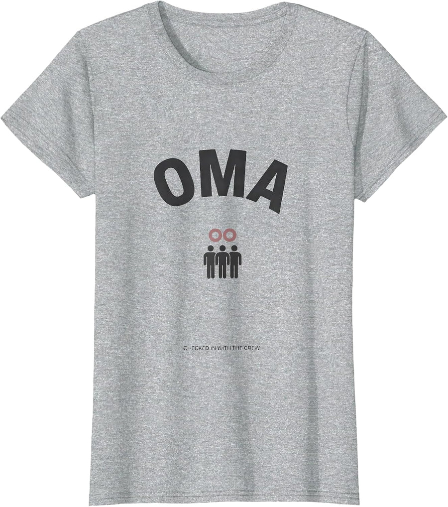 Oma Checked In With The Crew Family Vacation Matching Bow T-Shirt - Heather Grey