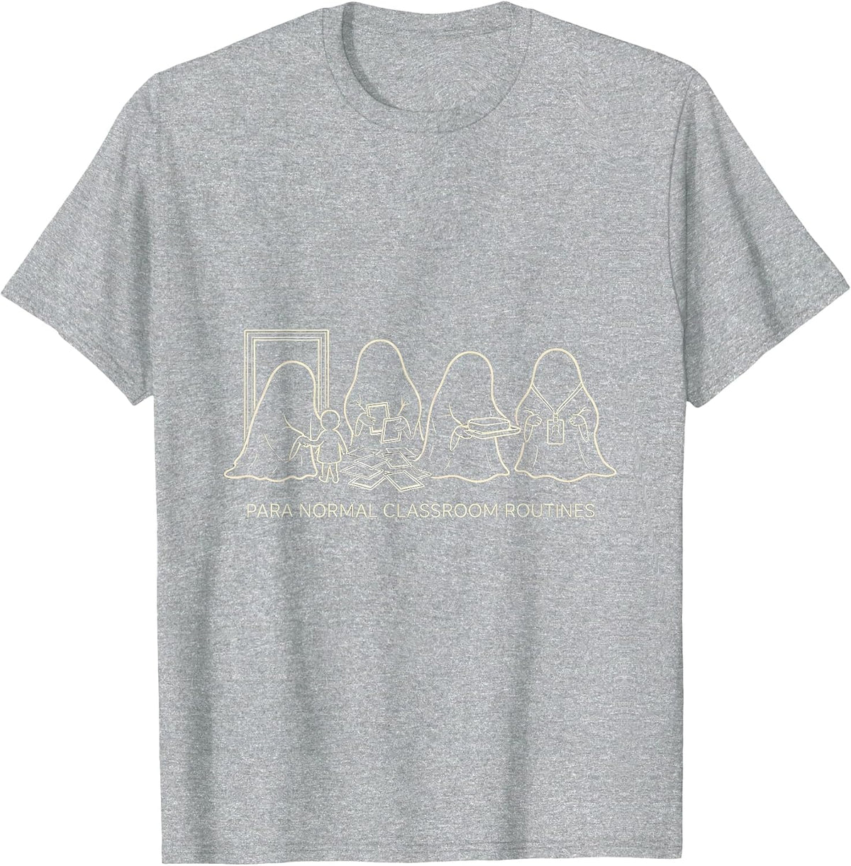Men's Para Normal Classroom Routines Ghost Paraeducator Halloween T-Shirt - Heather Grey
