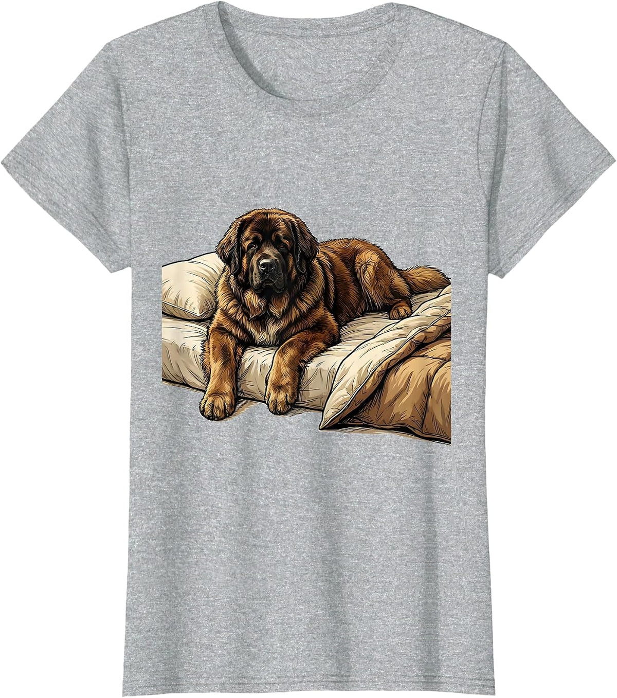 Newfoundland Dog Cozy Napping Pajama Nightshirt T-Shirt - Heather Grey