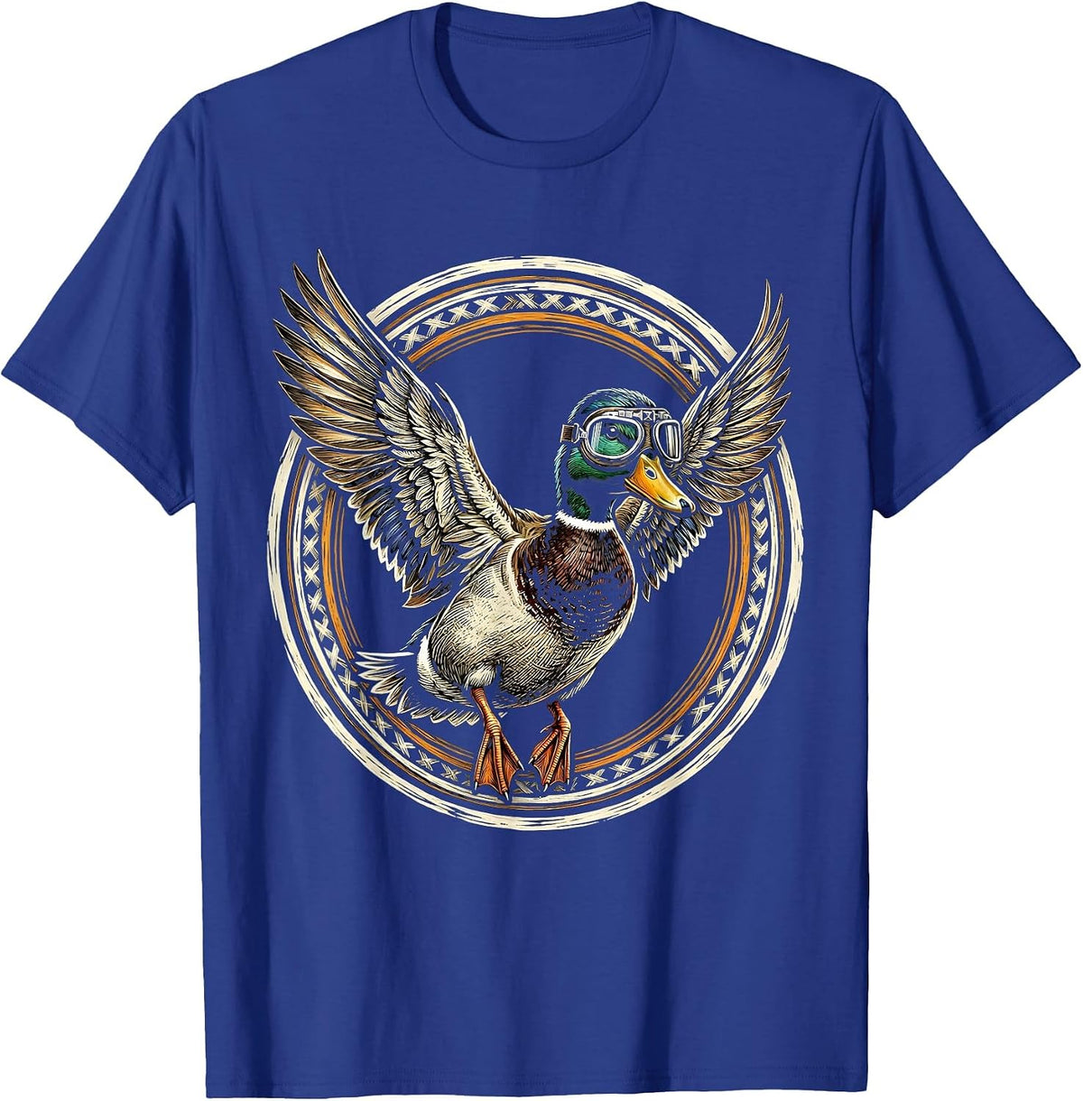 Duck Aviator Goggles Mid-Flight Graphic T-Shirt - Royal Blue