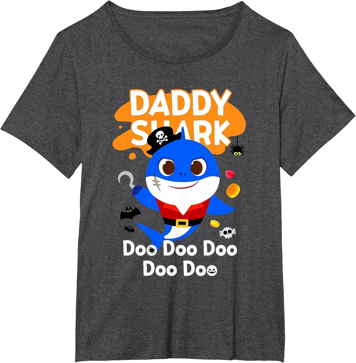 Pinkfong Baby Shark Daddy Shark Official Halloween T-Shirt - Dark Heather Grey