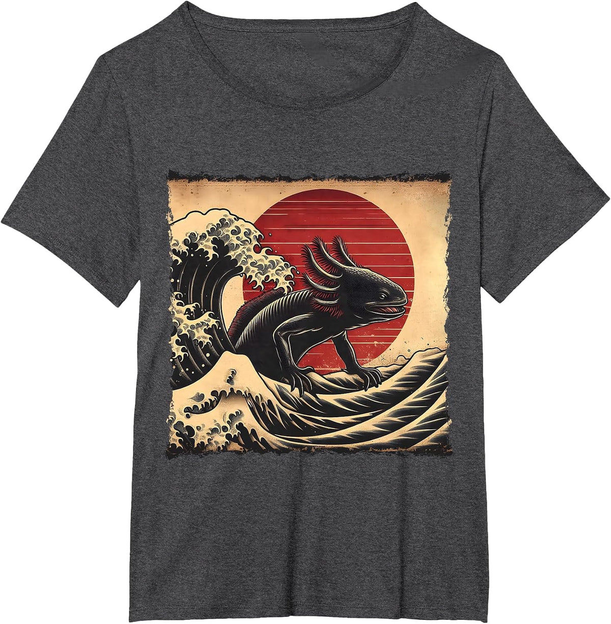 Retro Vintage Axolotl Kaiju Monster Japan Art Anime Lover T-Shirt - Dark Heather Grey