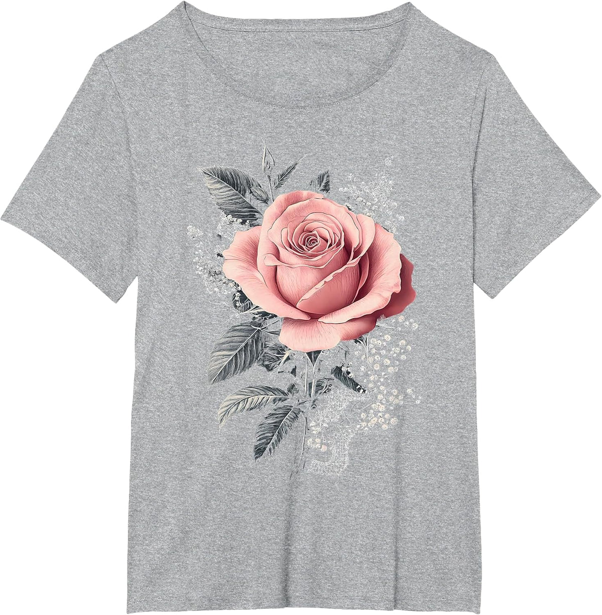 Pink Rose Flower Botanist Garden Flower Pink Rose T-Shirt - Heather Grey