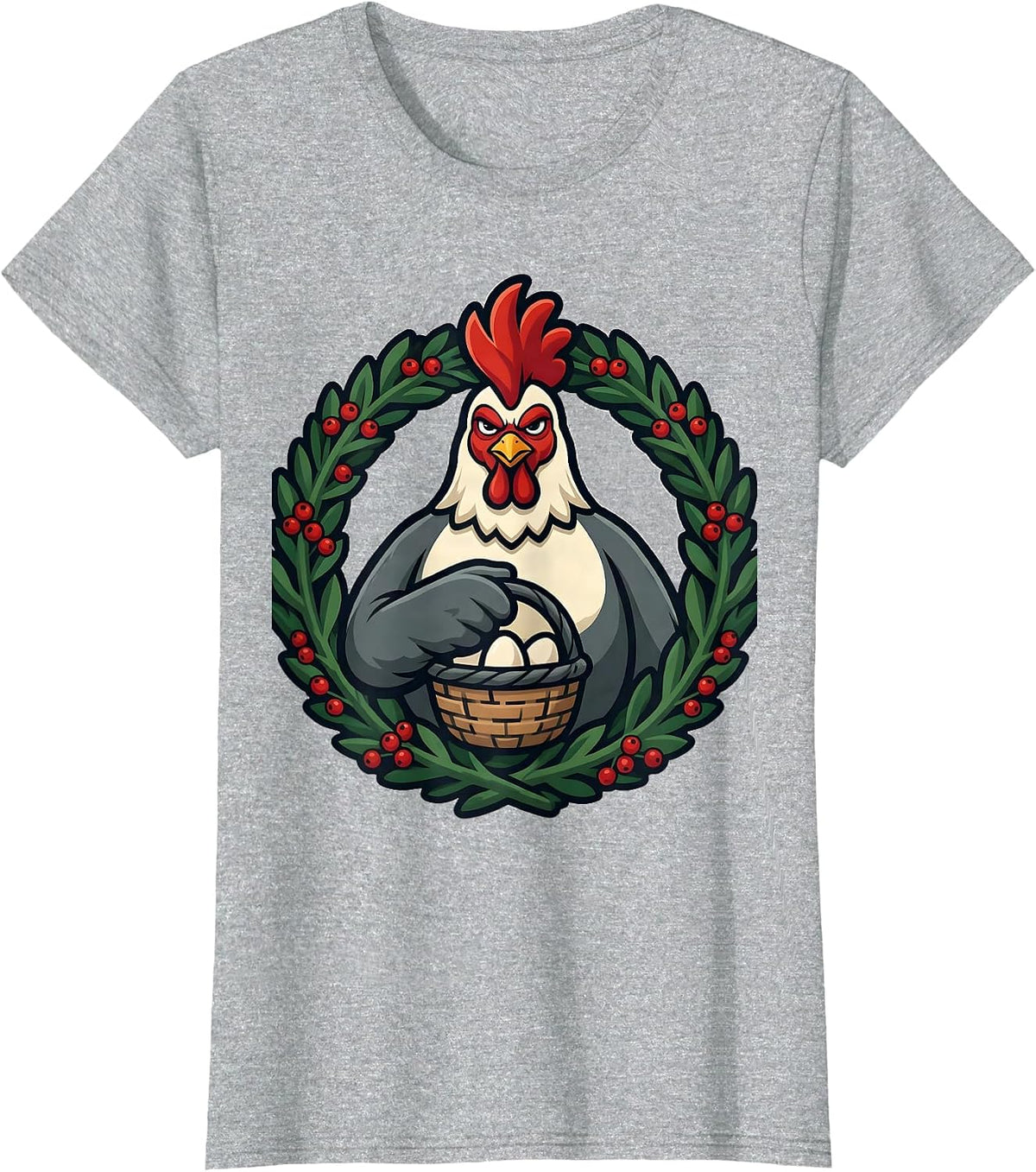 Women's Chicken Hen Christmas Farm Animal Lover Gift T-Shirt - Heather Grey