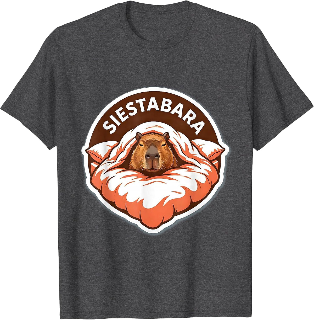 Men's Siestabara Cute Capybara Sleepy Pajama Pun Novelty T-Shirt - Dark Heather Grey