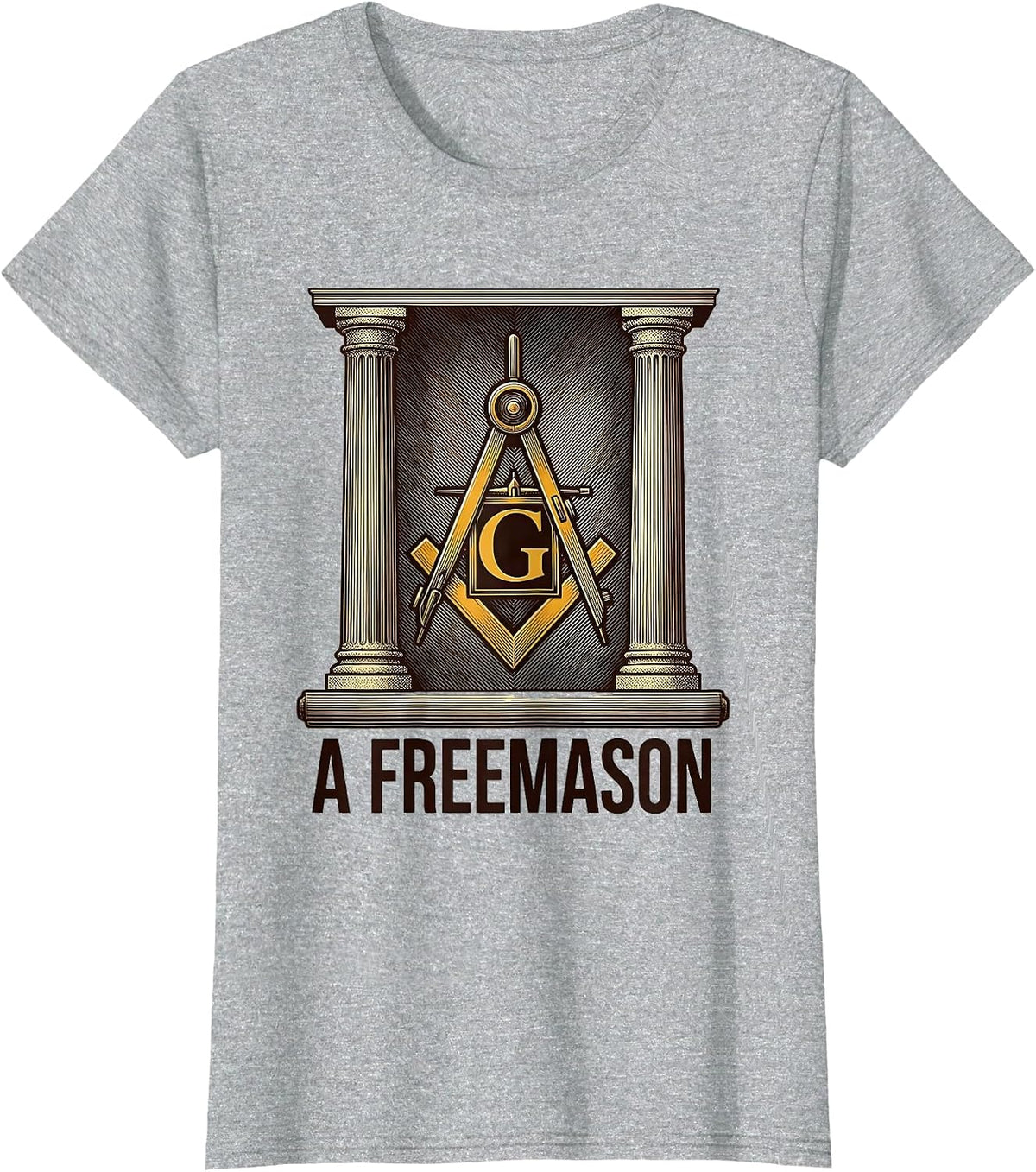 A Freemason Crosshatch Etching Masonic Lodge Member Gift T-Shirt - Heather Grey