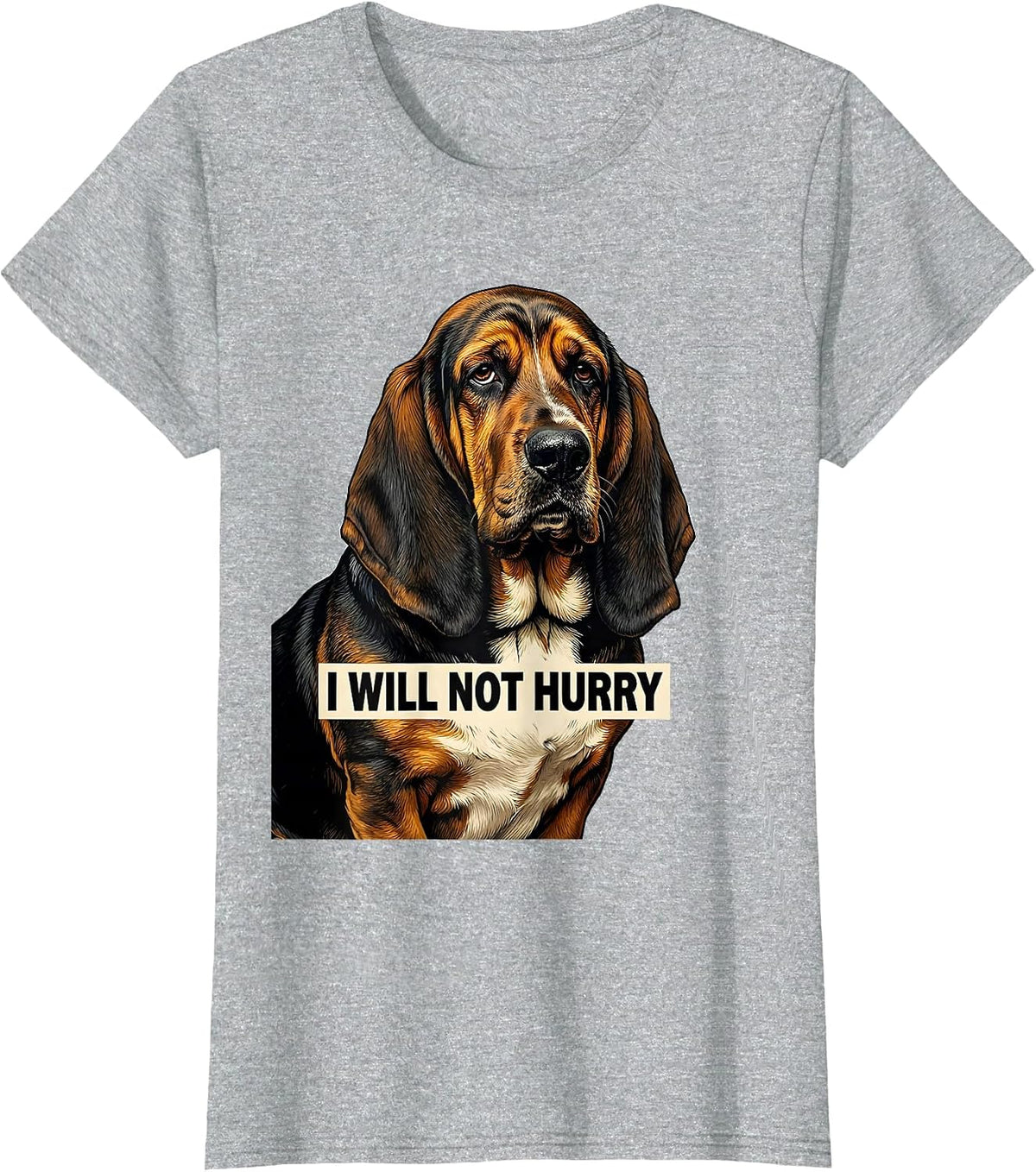 Women's I Will Not Hurry Funny Basset Hound Dog Lover Dad Gift T-Shirt - Heather Grey