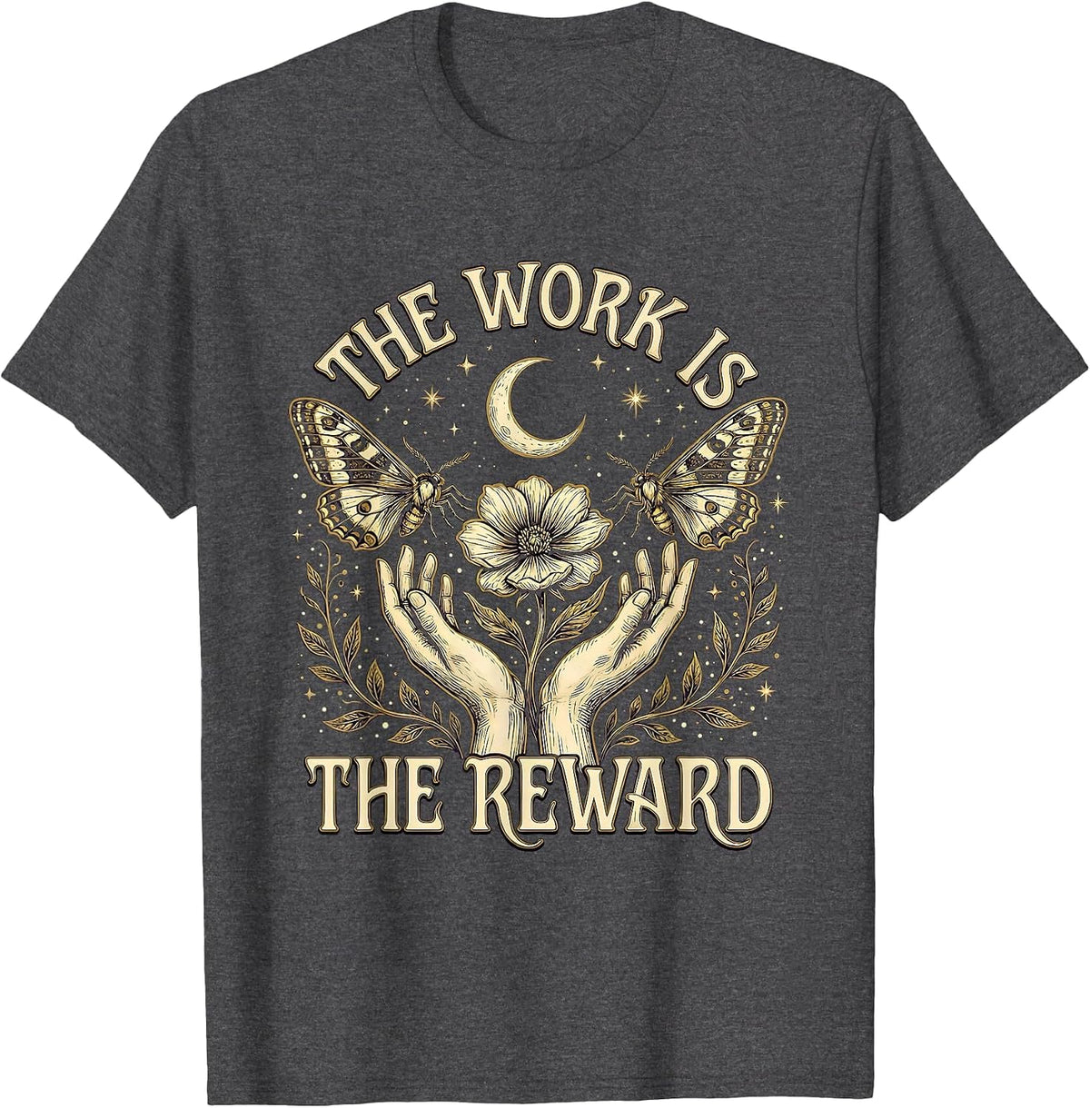 Men's The Work Is The Reward Social Worker Design T-Shirt - Dark Heather Grey