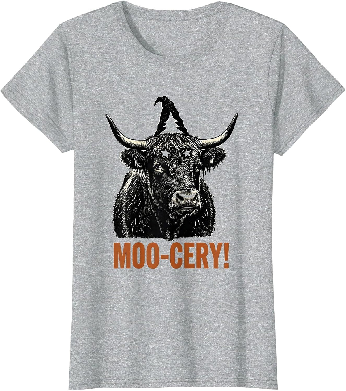 Women's Moo-cery! Funny Highland Cow Halloween Costume Humor T-Shirt - Heather Grey