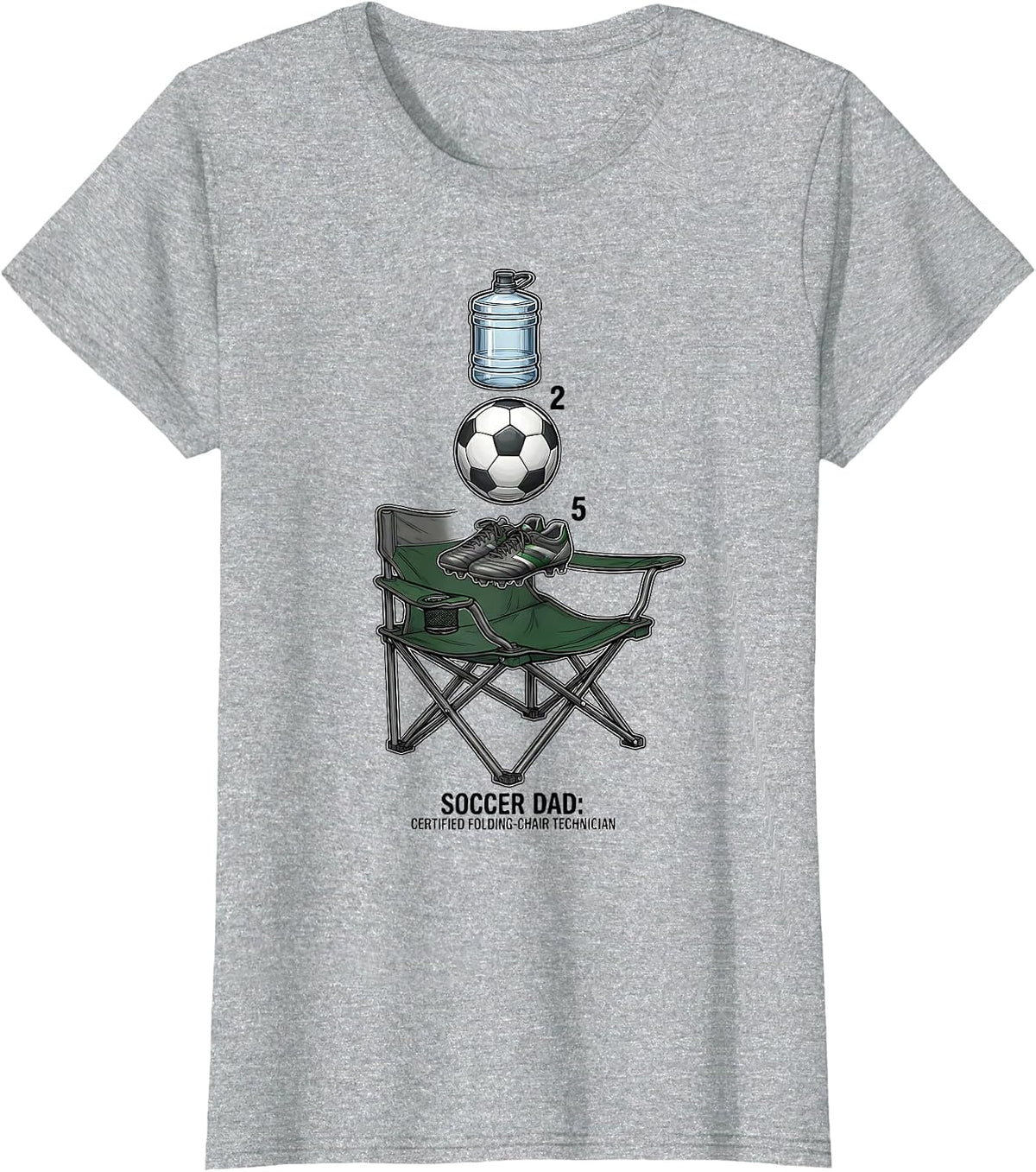 Women's Soccer Dad: Certified Folding-Chair Technician Dad T-Shirt - Heather Grey