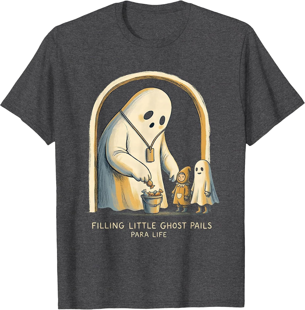 Filling Little Ghost Pails Para Life Sped Teacher Halloween T-Shirt - Dark Heather Grey