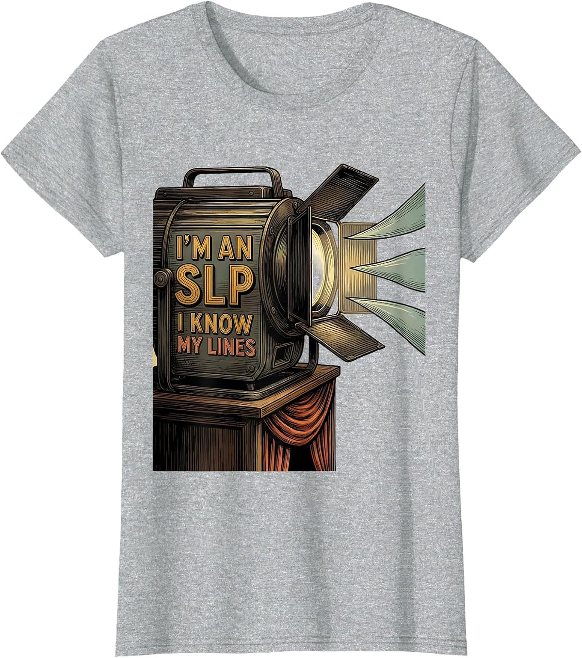 Women's I'm an SLP, I Know My Lines Retro Humor Speech Language T-Shirt - Heather Grey