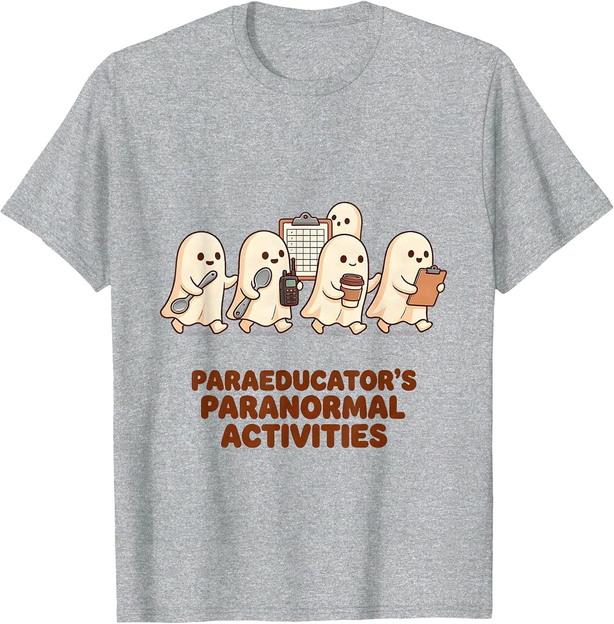 Men's Paraeducator's Paranormal Activities Cute Kawaii Ghost T-Shirt - Heather Grey