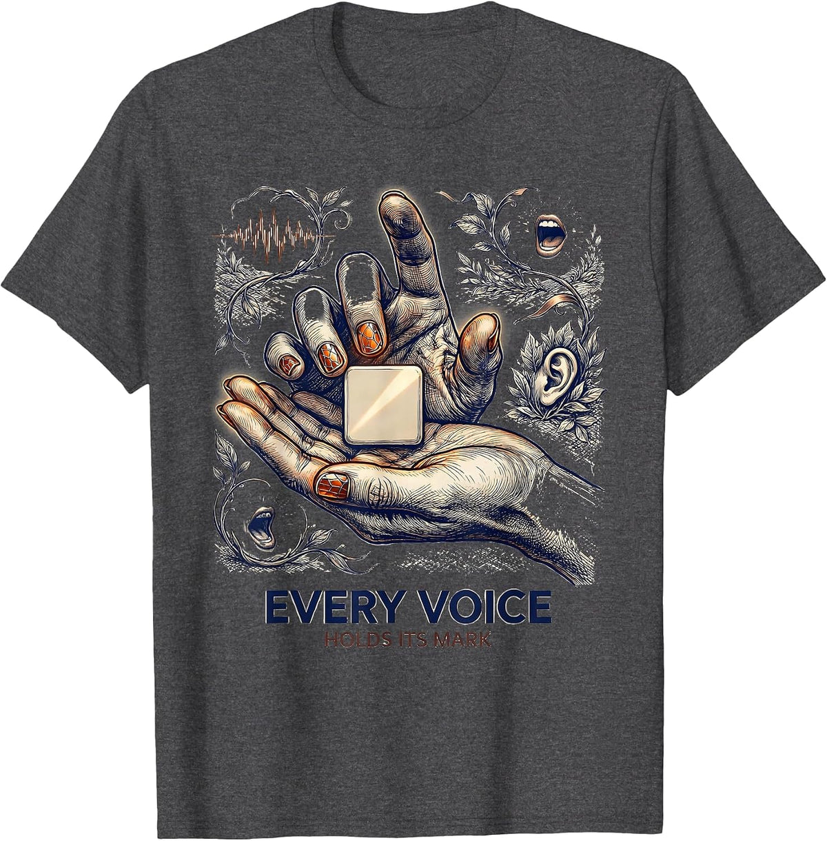 Men's Every Voice Holds Its Mark Speech Language Pathologist SLP T-Shirt - Dark Heather Grey
