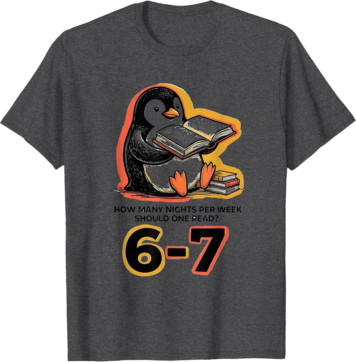 How Many Nights Per Week Should One Read? 6-7 Teacher T-Shirt - Dark Heather Grey