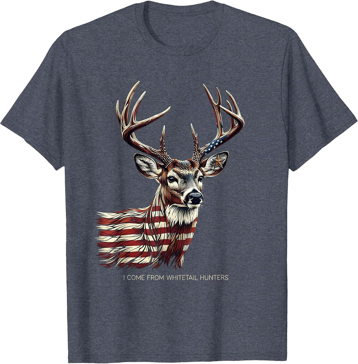 I Come From Whitetail Hunters Patriotic Camo Deer Hunter Dad T-Shirt - Heather Blue