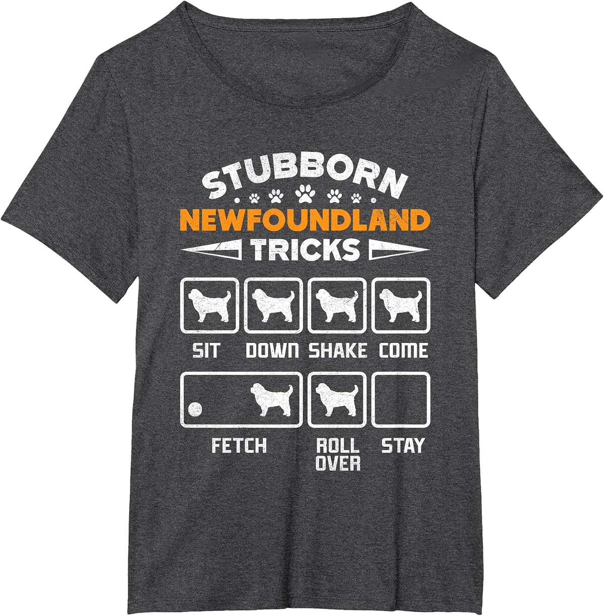Newfie Stubborn Newfoundland Tricks Funny Newfoundland T-Shirt - Dark Heather Grey