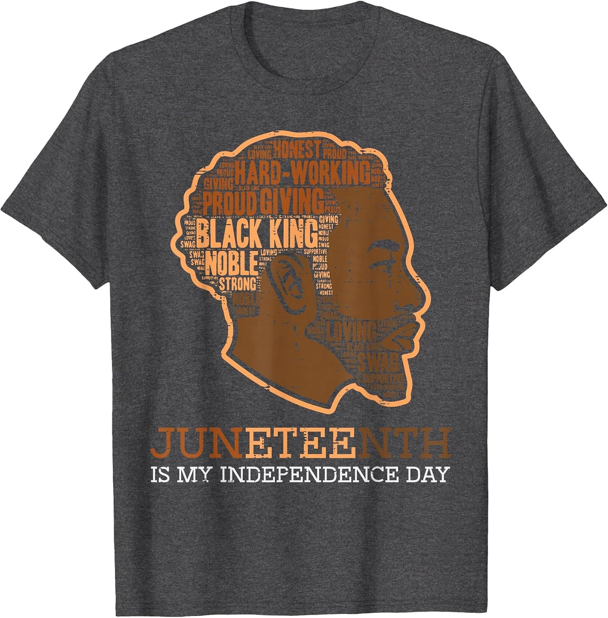 Juneteenth Black King Independence Day Melanin Dad Men Teens T-Shirt - Dark Heather Grey