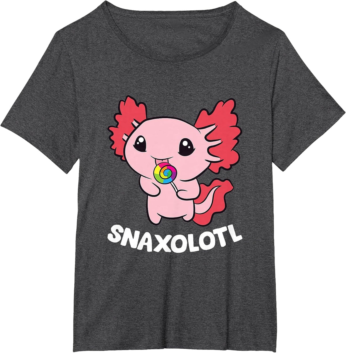Axolotl Sweets Lollipop Snaxolotl Kawaii Axolotl T-Shirt - Dark Heather Grey