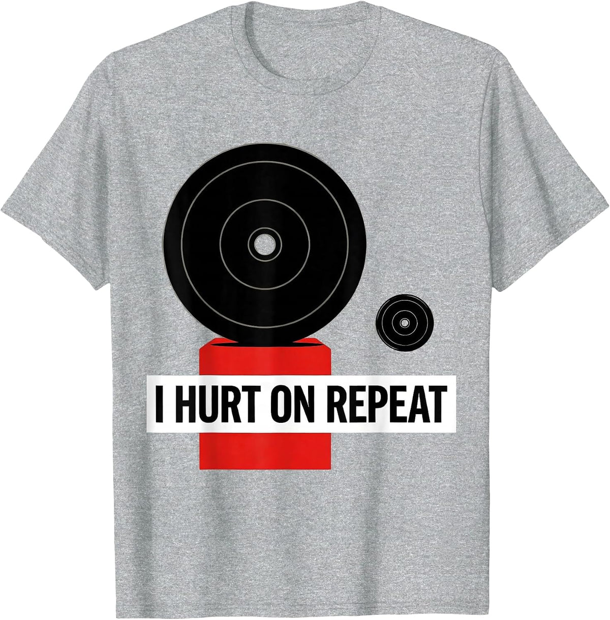Men's I Hurt On Repeat Funny Gym Workout Weightlifting Humor T-Shirt - Heather Grey